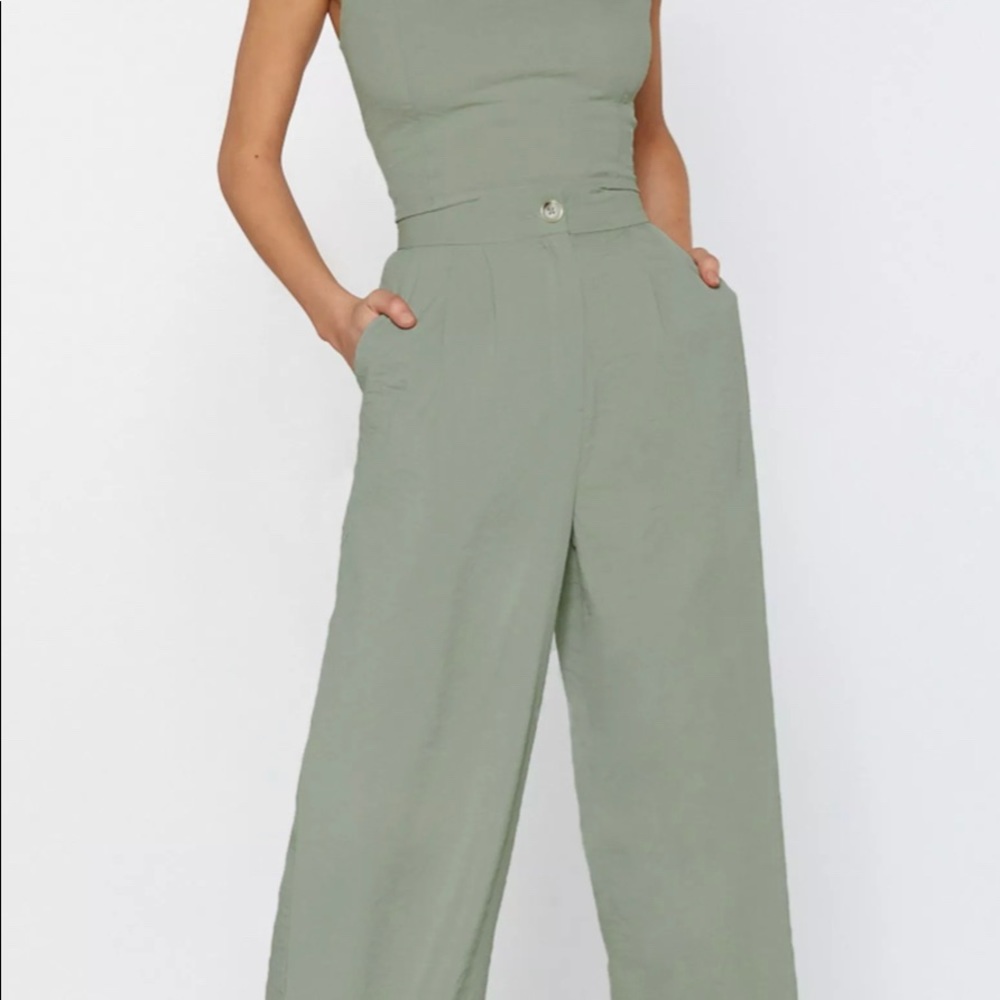 Sage two piece wide leg pant set.